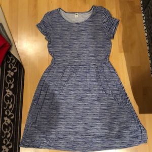 Blue and white striped dress